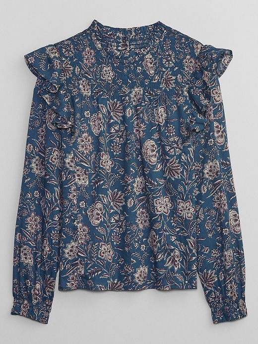 Image number 5 showing, Relaxed Smocked High Neck Top