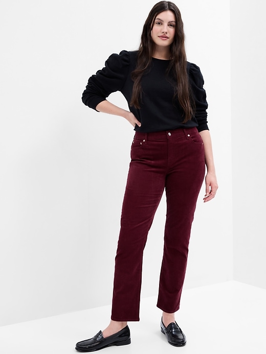Image number 3 showing, Mid Rise Classic Straight Corduroy Pants with Washwell