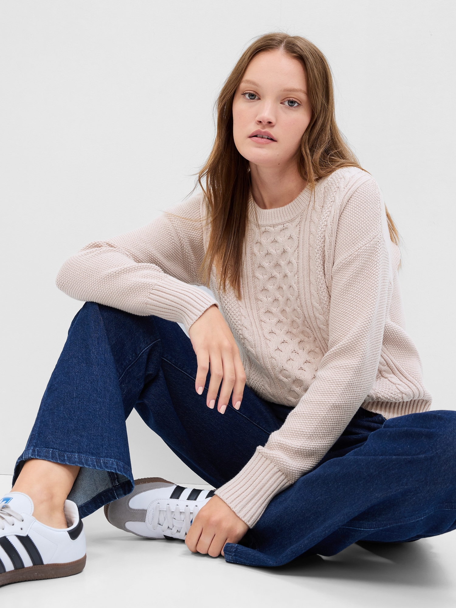 Cable-Knit Crewneck Sweater