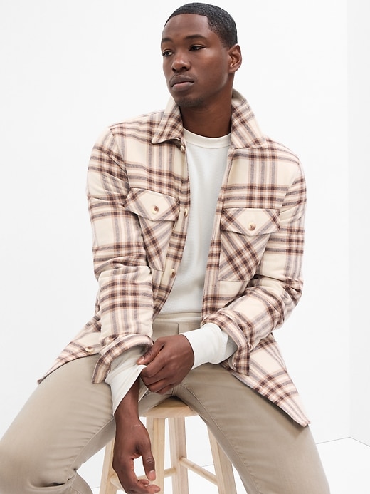 Image number 1 showing, Relaxed Flannel Shirt Jacket