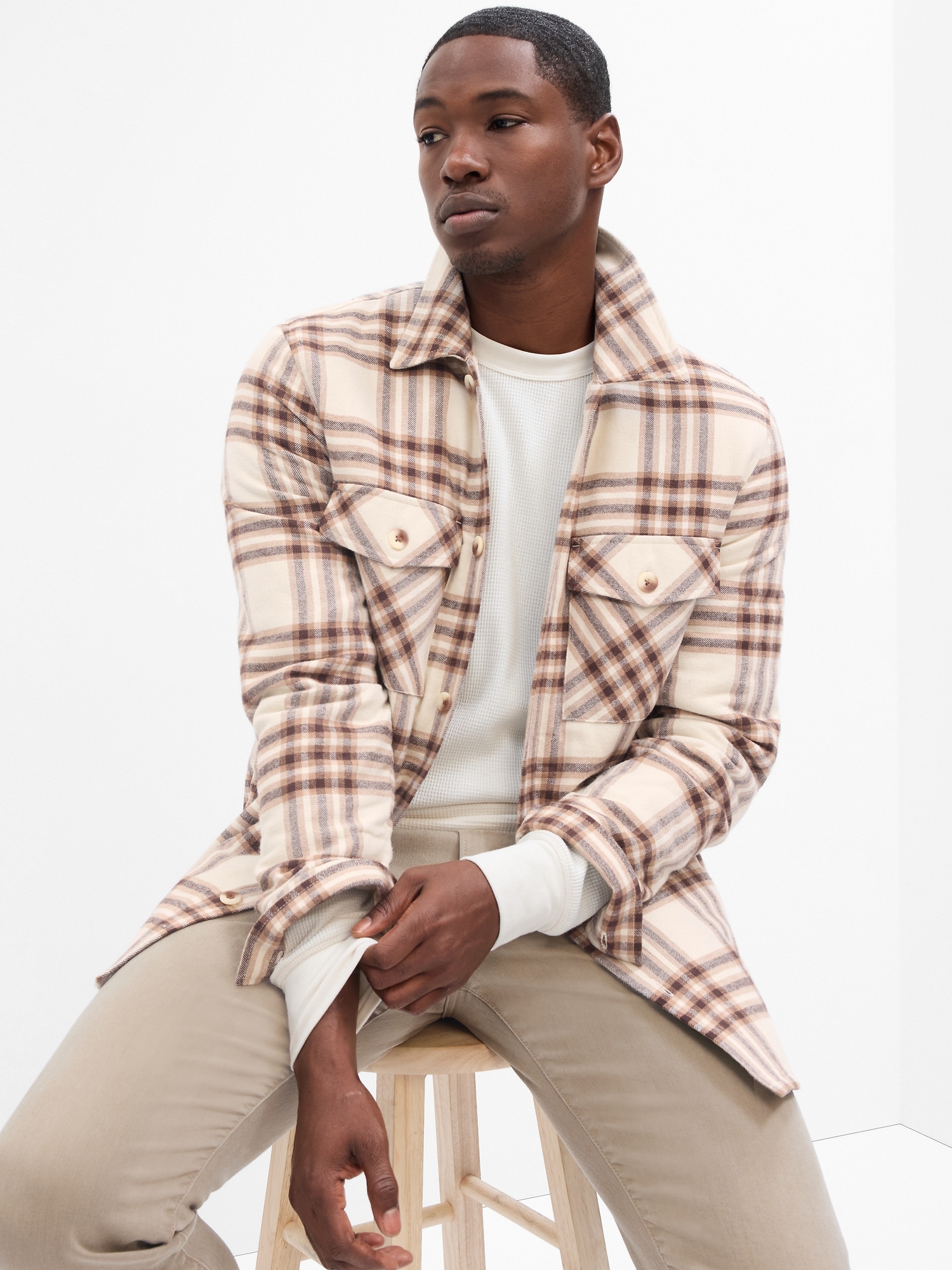 Relaxed Flannel Shirt Jacket