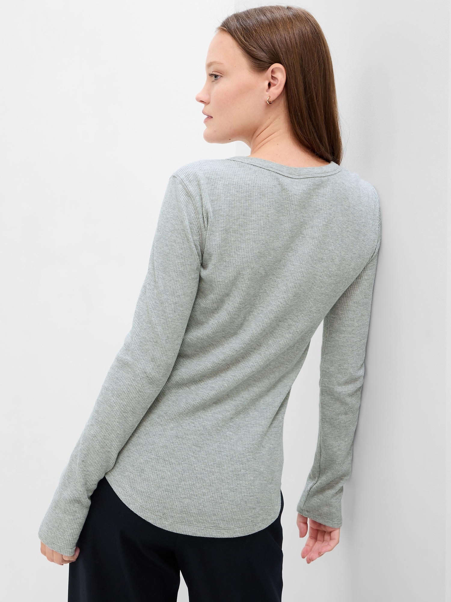 Girl With Curves Knit Long Sleeve Layering Tee Shirt Heather Gray