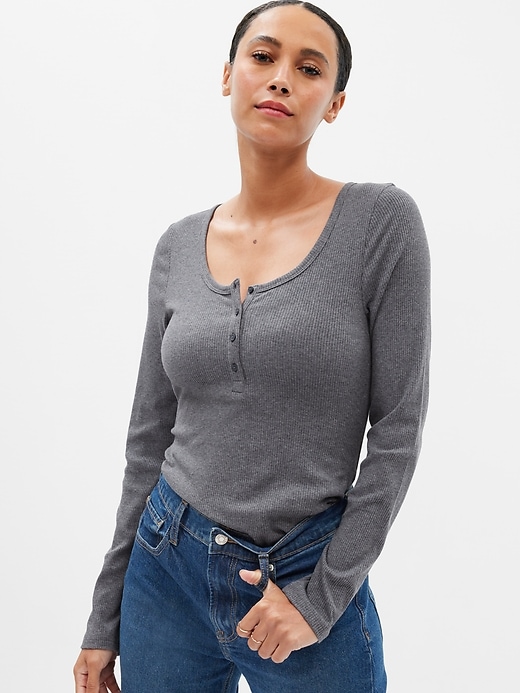 Image number 9 showing, Ribbed Henley T-Shirt
