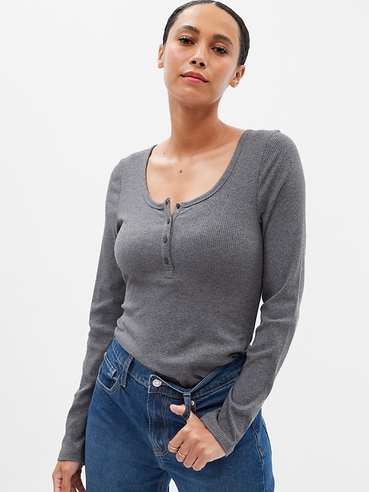 Image number 4 showing, Ribbed Henley T-Shirt