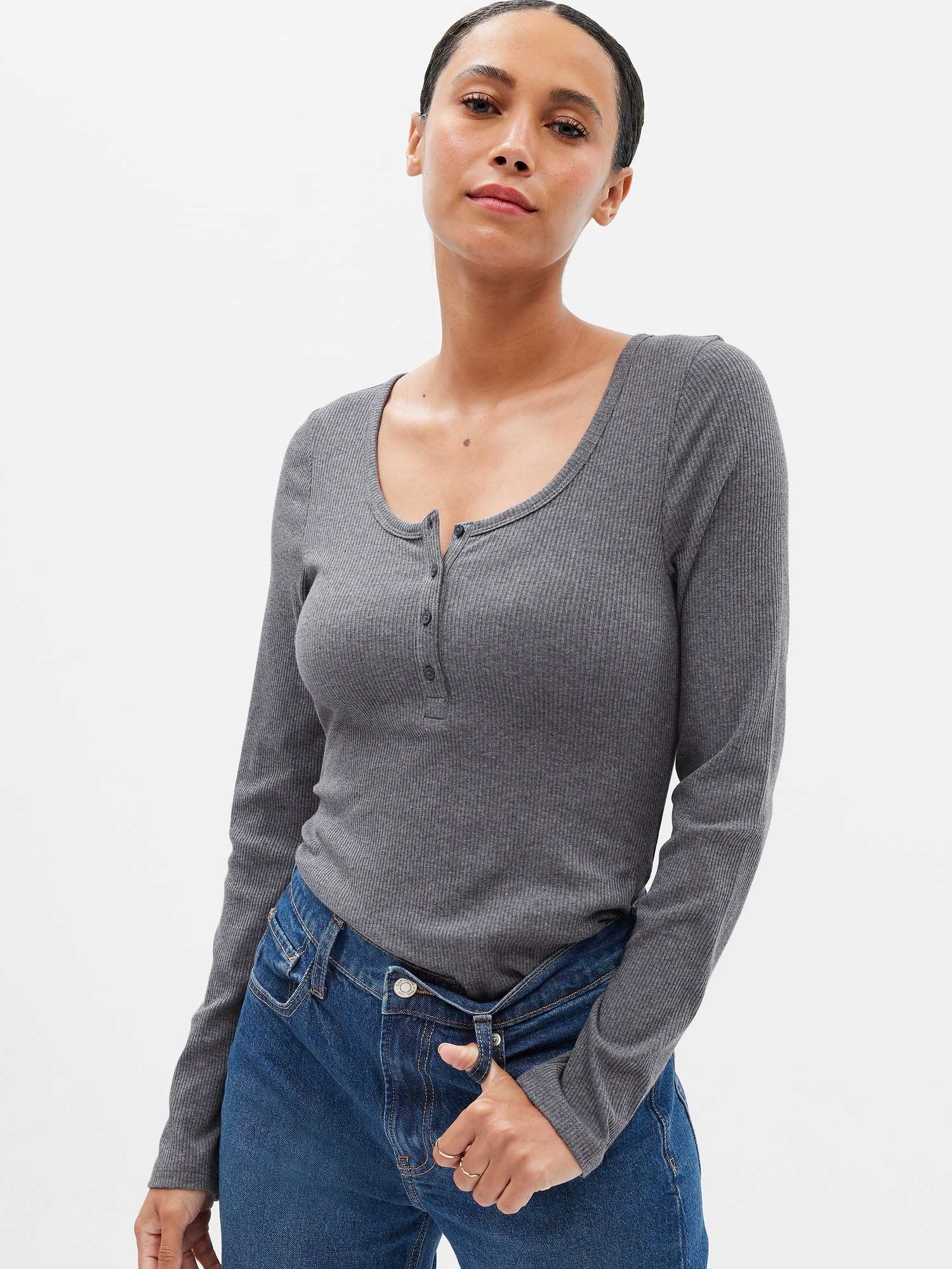 Ribbed Henley T-Shirt