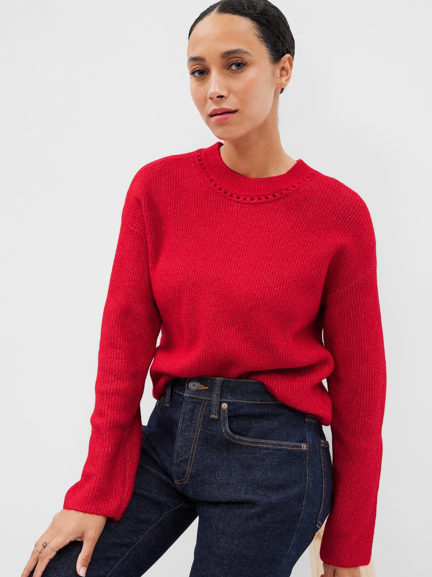 Crew neck sales ribbed sweater