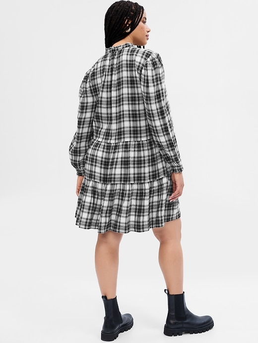Image number 5 showing, Relaxed Tiered Flannel Shirt Dress