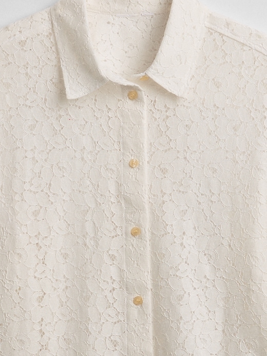 Image number 4 showing, Cropped Floral Lace Shirt