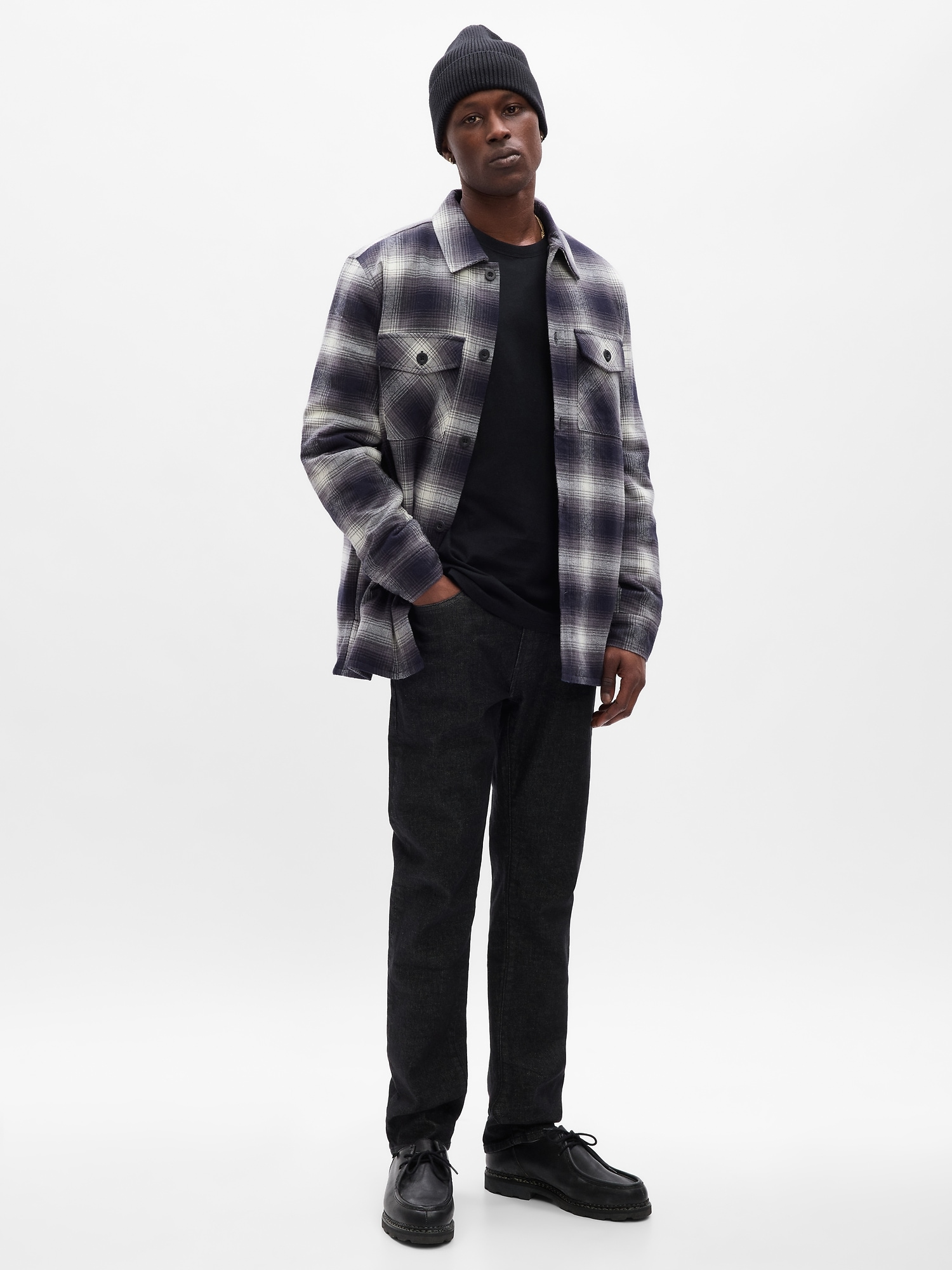 Relaxed Flannel Shirt Jacket