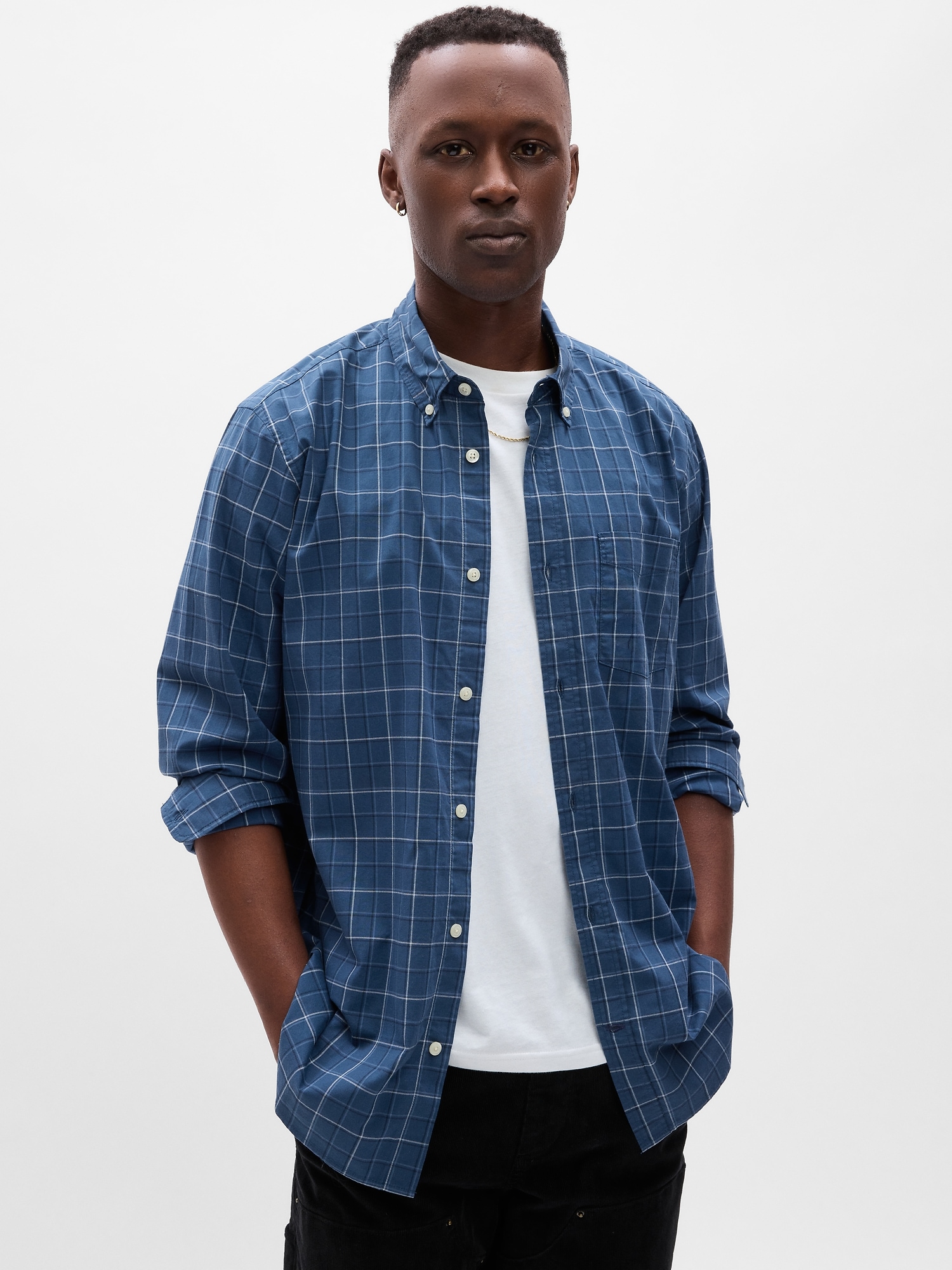 Stretch Poplin Shirt in Standard Fit