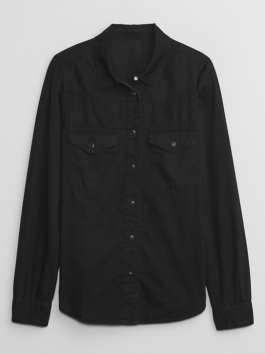 Image number 4 showing, Puff Sleeve Denim Western Shirt with Washwell