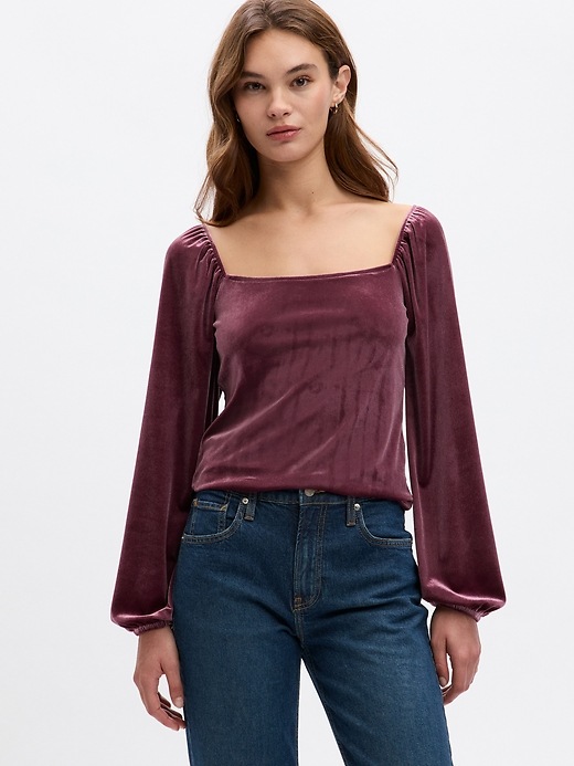 Velour Squareneck Top | Gap Factory