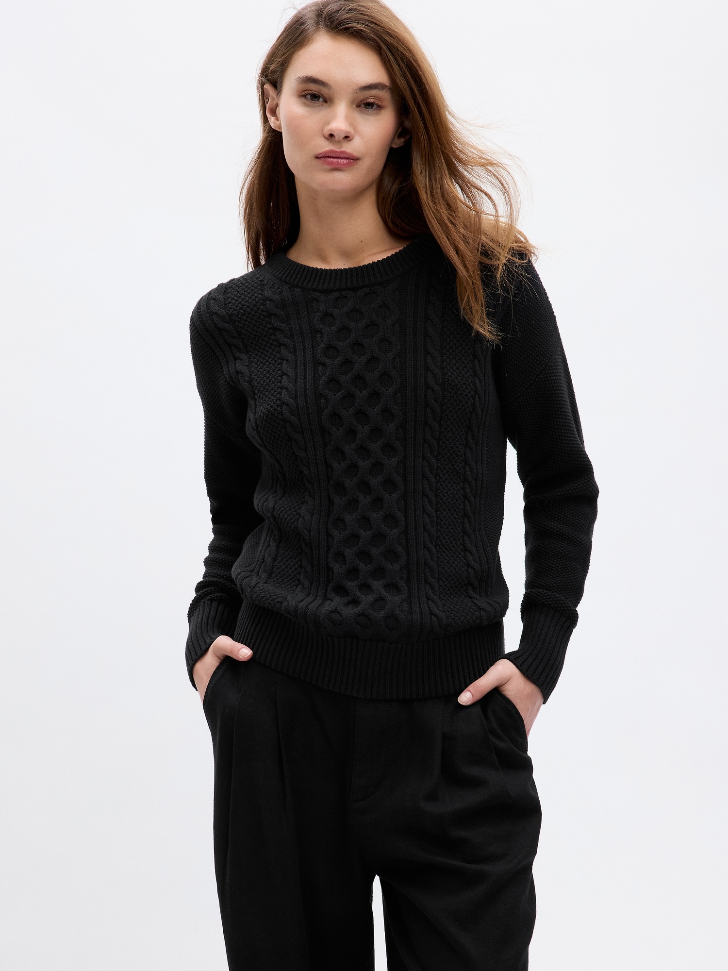 Cable-Knit Crewneck Sweater | Gap Factory