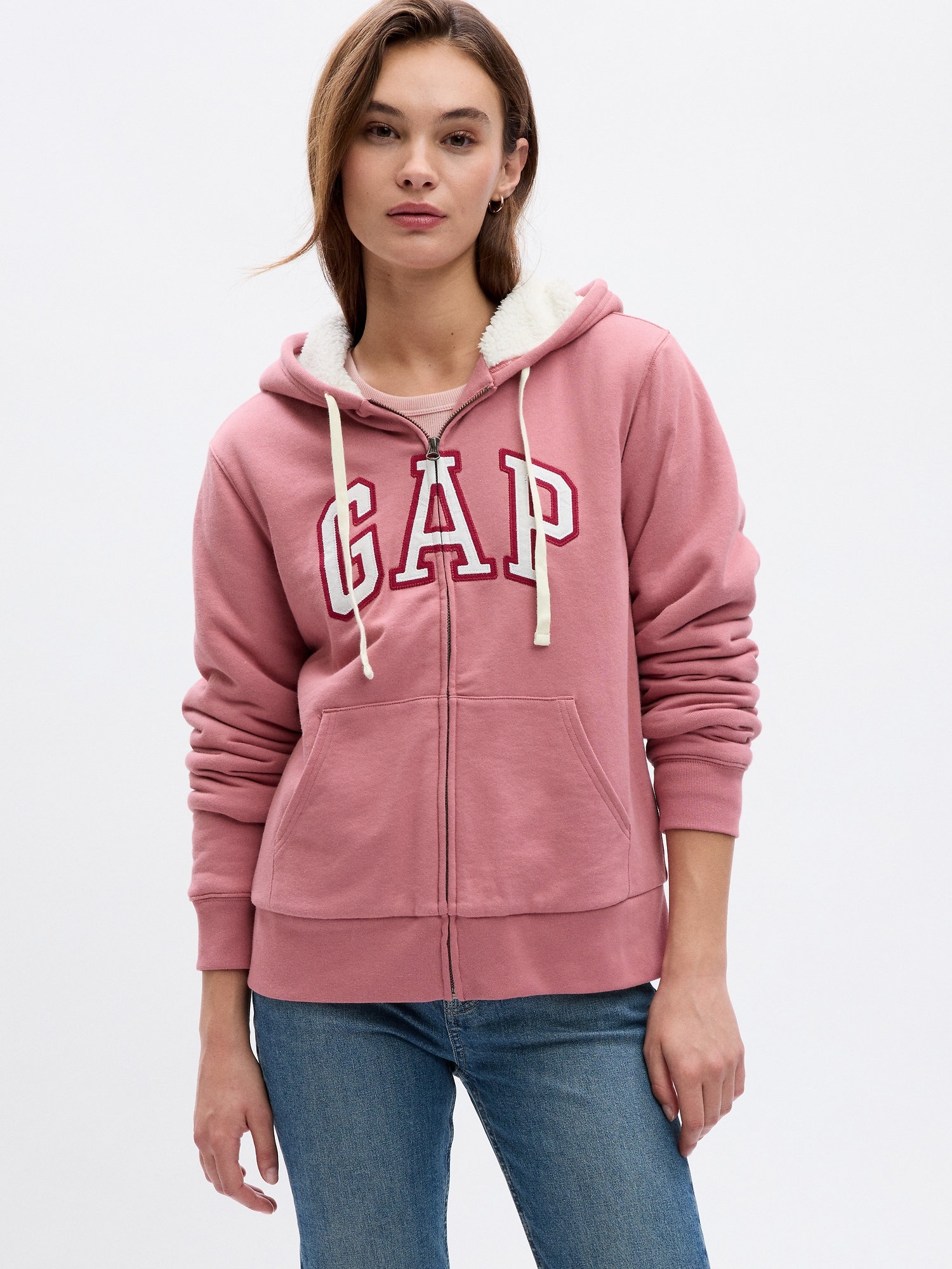 Gap Logo Sherpa-Lined Zip Hoodie | Gap Factory