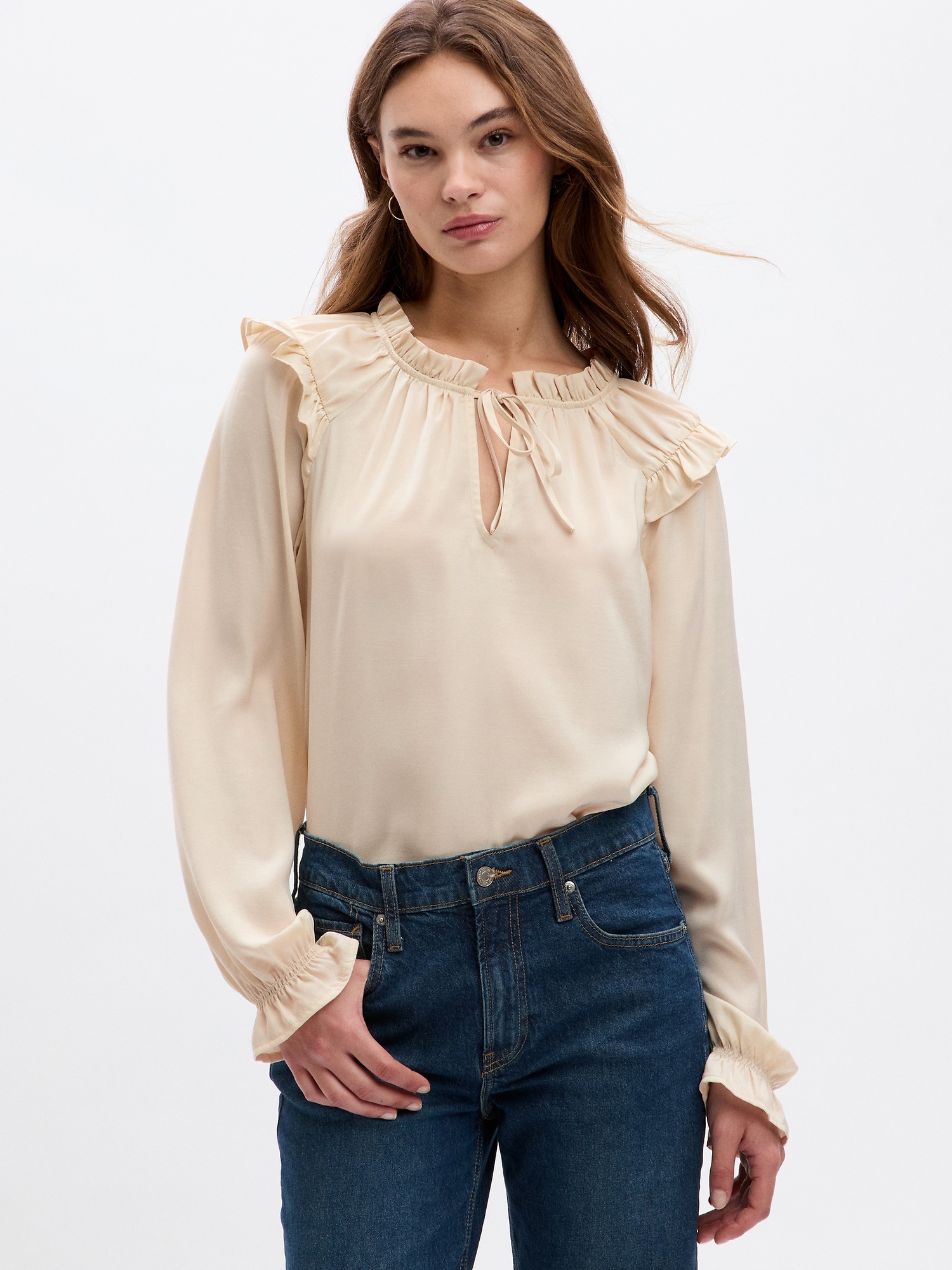 Satin Splitneck Top