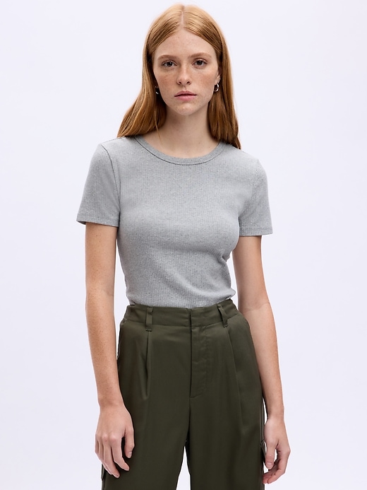 Image number 1 showing, Ribbed Crewneck T-Shirt