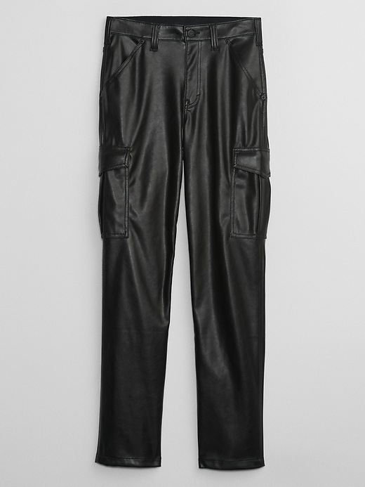 Image number 3 showing, Mid Rise '90s Loose Vegan-Leather Cargo Pants