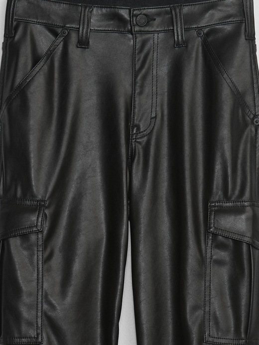 Image number 4 showing, Mid Rise '90s Loose Vegan-Leather Cargo Pants