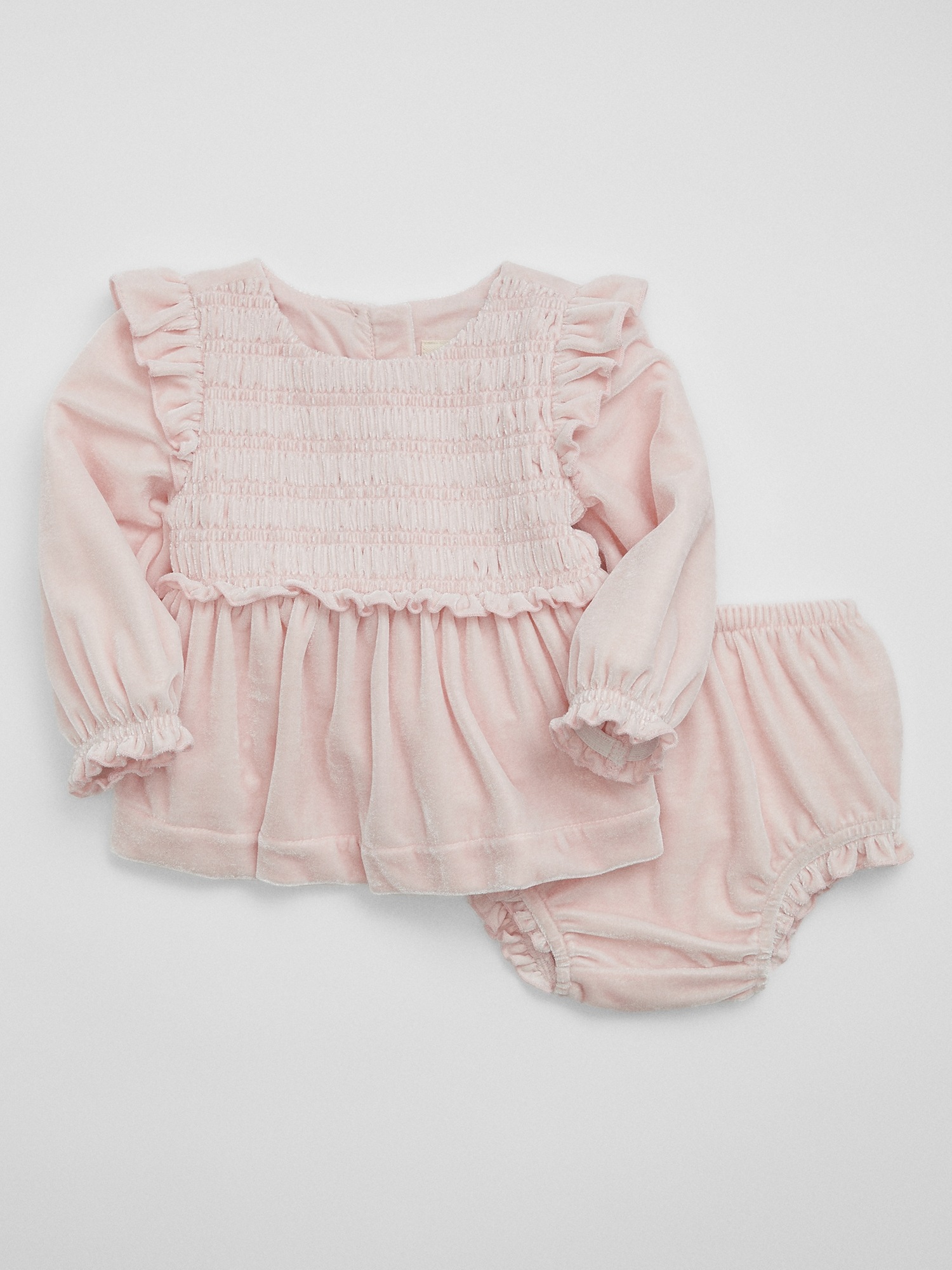 Baby Velvet Smocked Two-Piece Outfit Set