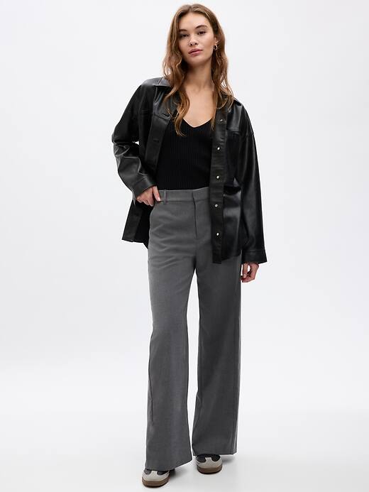Image number 1 showing, Twill Wide-Leg Trousers