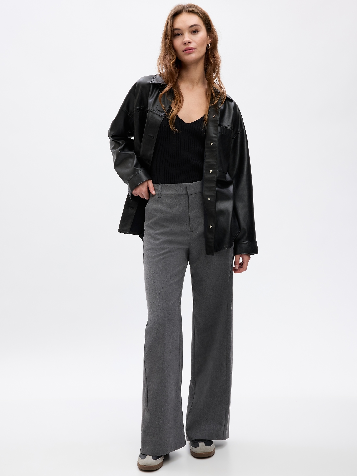 Twill Wide-Leg Trousers