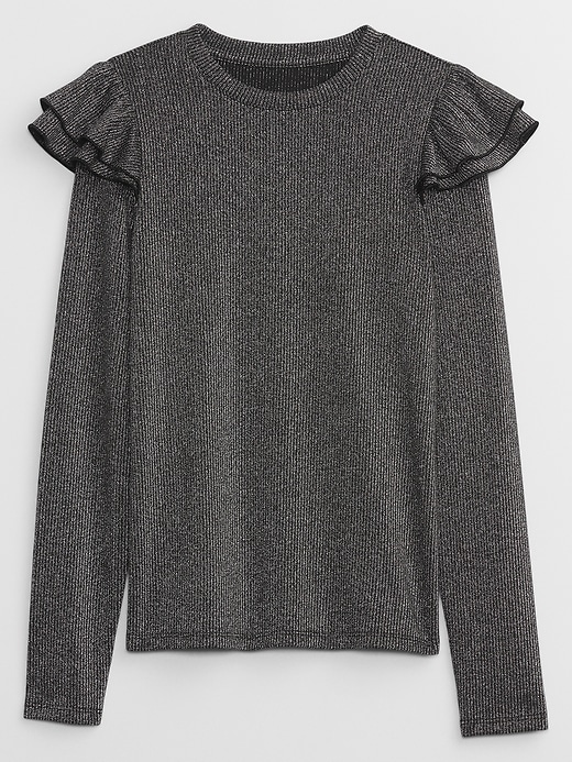 Image number 3 showing, Ribbed Shine Ruffle T-Shirt