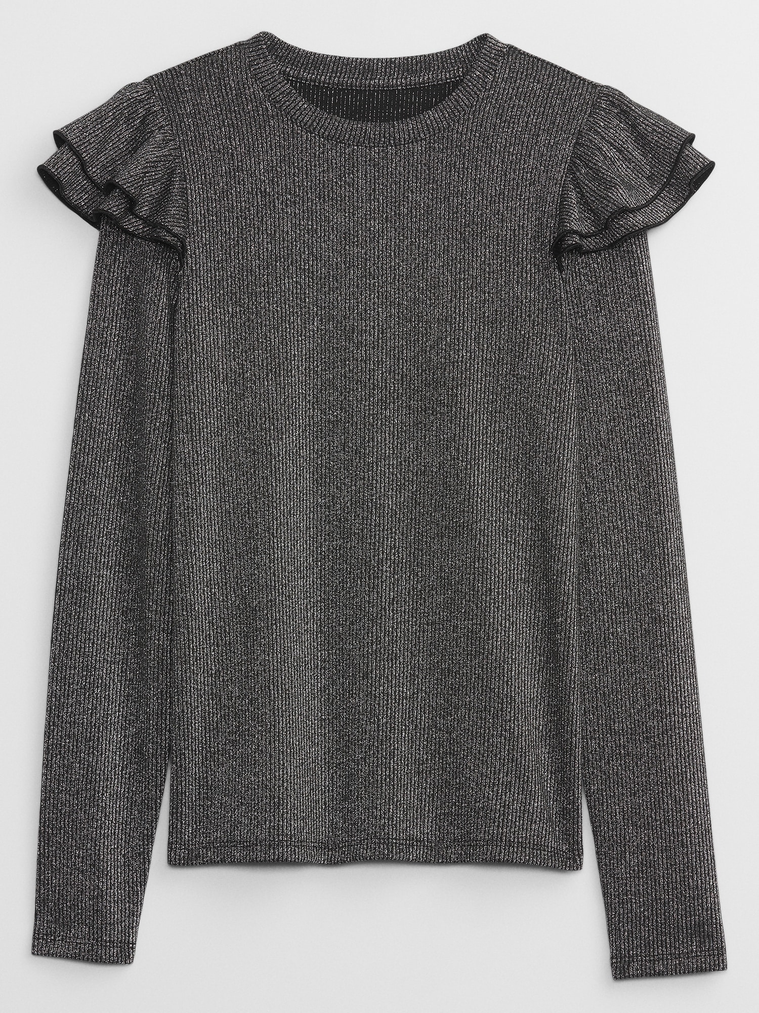 Ribbed Shine Ruffle T-Shirt | Gap Factory