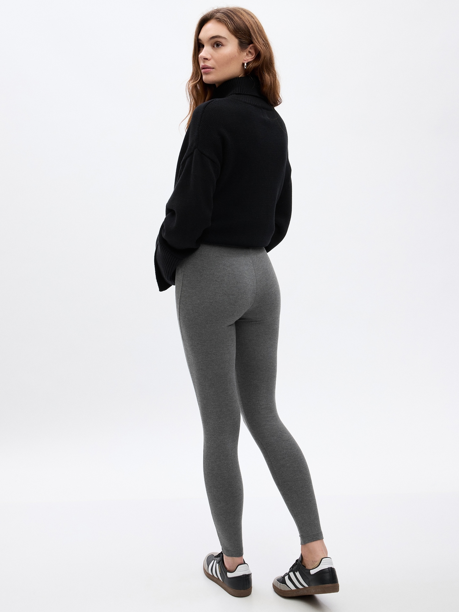 Cotton Jersey Leggings - Light gray melange - Ladies