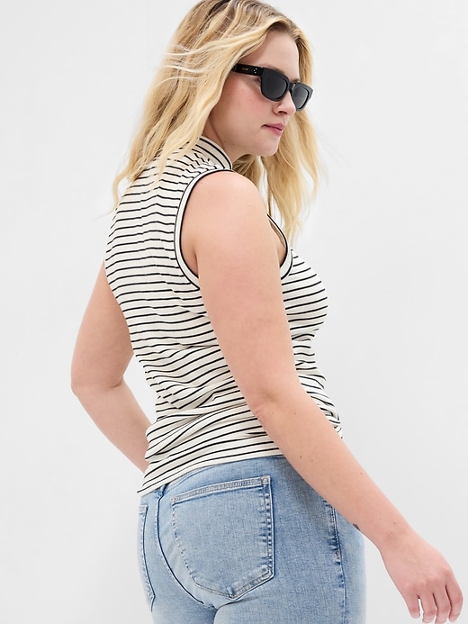 Image number 4 showing, Ribbed Stripe Mockneck Tank Top
