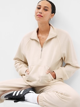 【1011 Gallery】Gallery Fleece Half-Zip Sweat Shirt Gallery Fleece Half-Zip Sweatshirt - Ivory - obscura