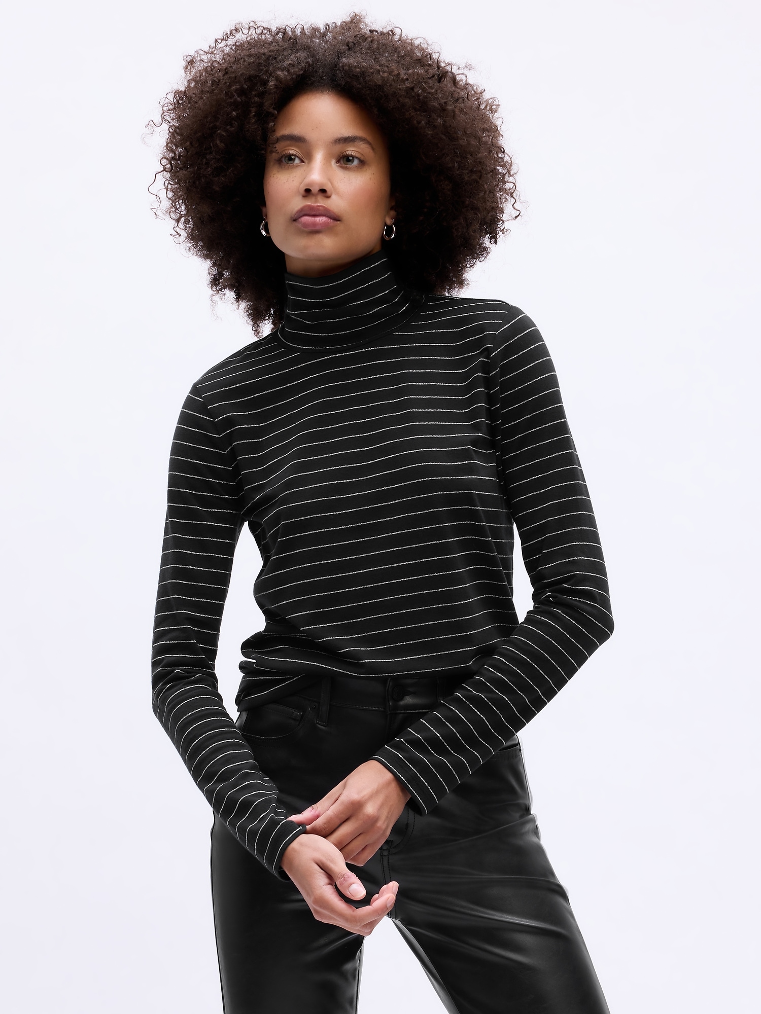 Lurex® Stripe Turtleneck T-Shirt