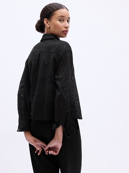 Image number 2 showing, Cropped Floral Lace Shirt