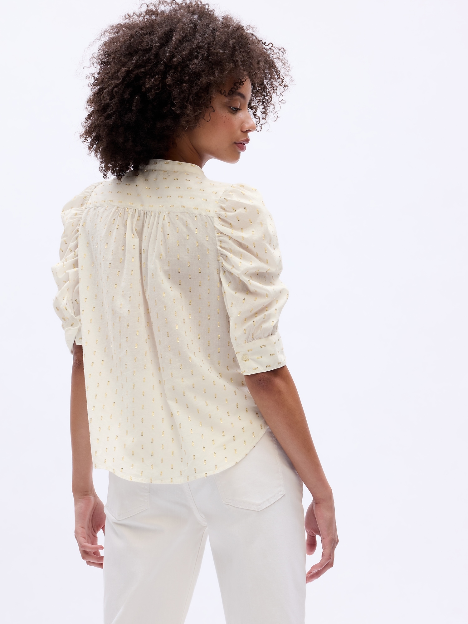 Puff Sleeve Metallic Shirt Gap Factory