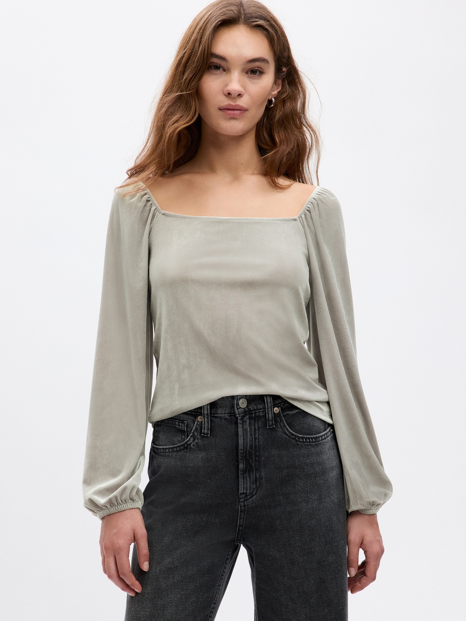 Velour Squareneck Top