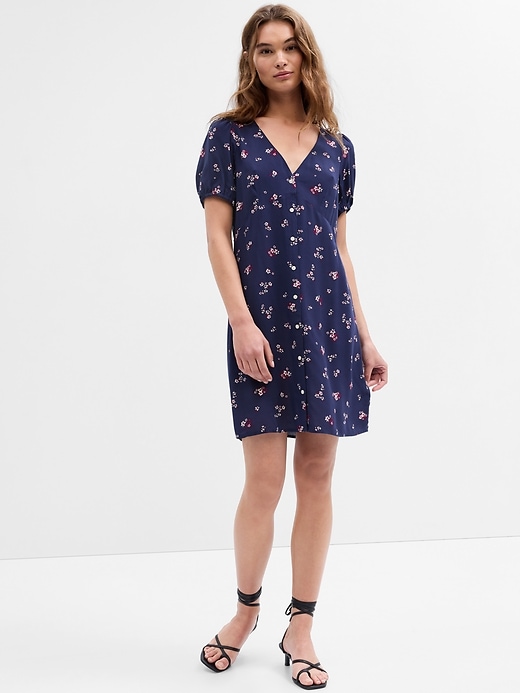 Image number 1 showing, Print Puff Sleeve Mini Dress