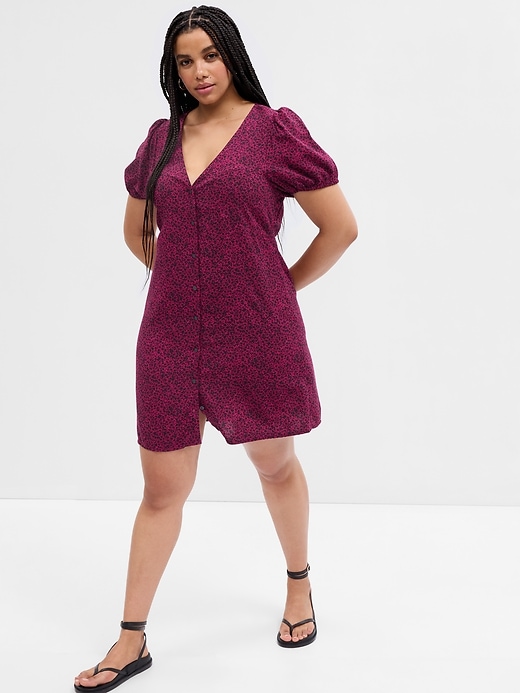 Image number 3 showing, Print Puff Sleeve Mini Dress