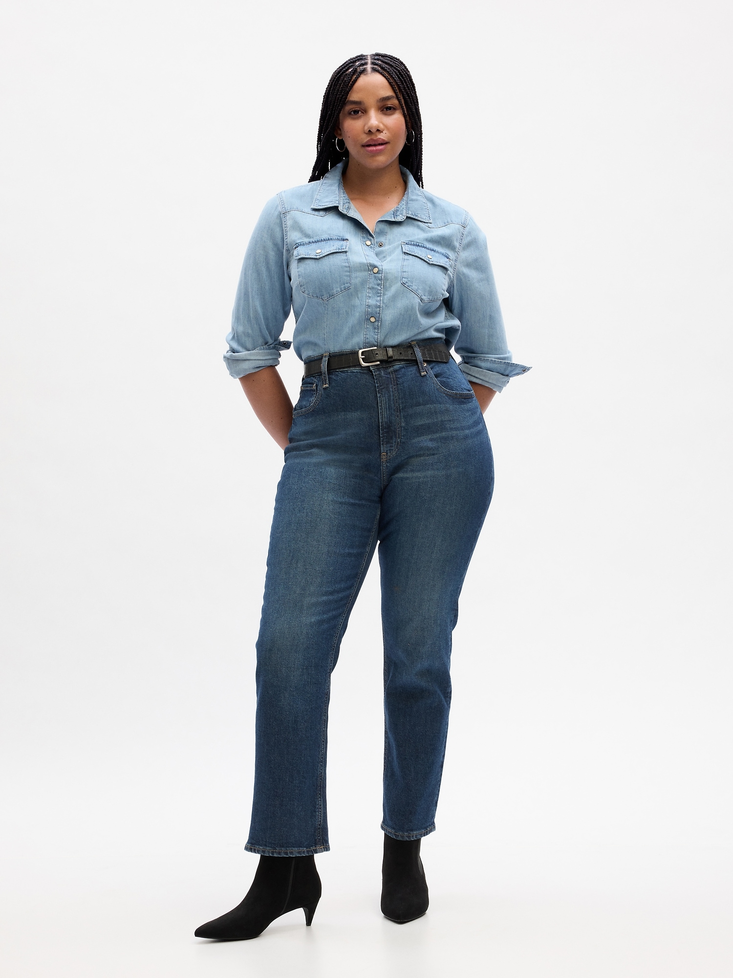 Western long top deals on jeans
