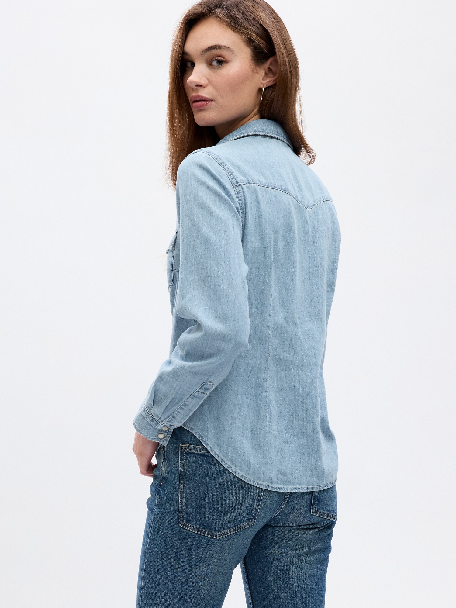 denim fitted shirt women's
