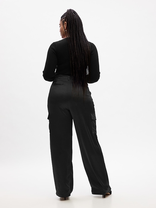 Image number 4 showing, Satin Pleated Cargo Trousers