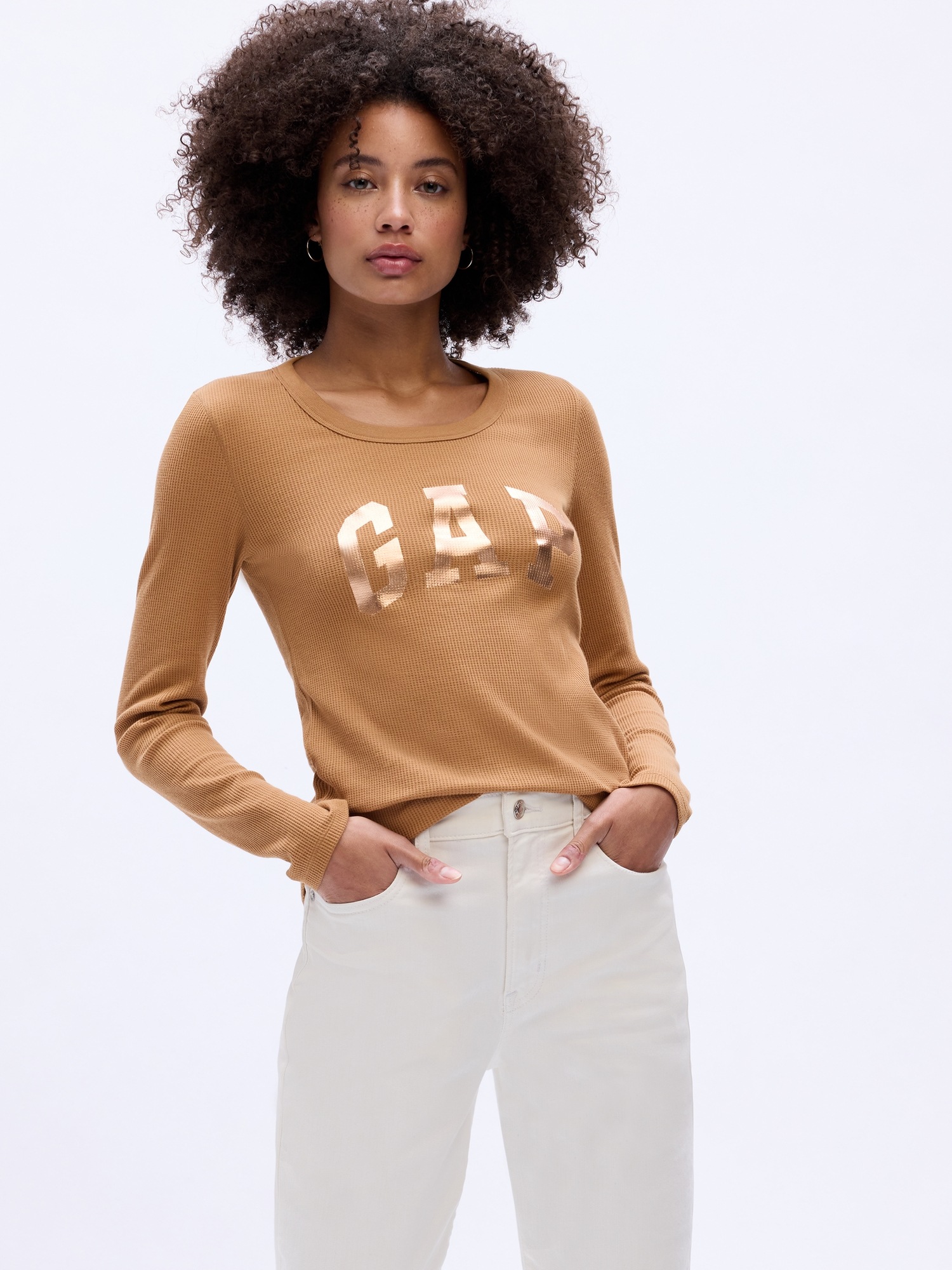 Waffle-Knit Crewneck T-Shirt