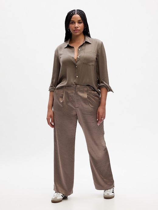 Image number 3 showing, Satin Pleated Trousers