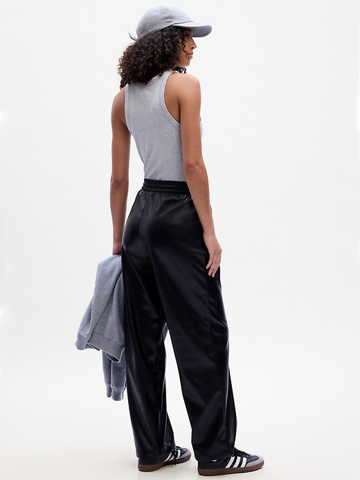Image number 2 showing, Mid Rise Easy Wide-Leg Vegan-Leather Pants