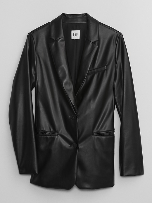 Image number 3 showing, Relaxed Vegan-Leather Blazer
