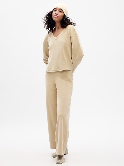Image number 1 showing, Relaxed Ribbed Velour PJ Pants