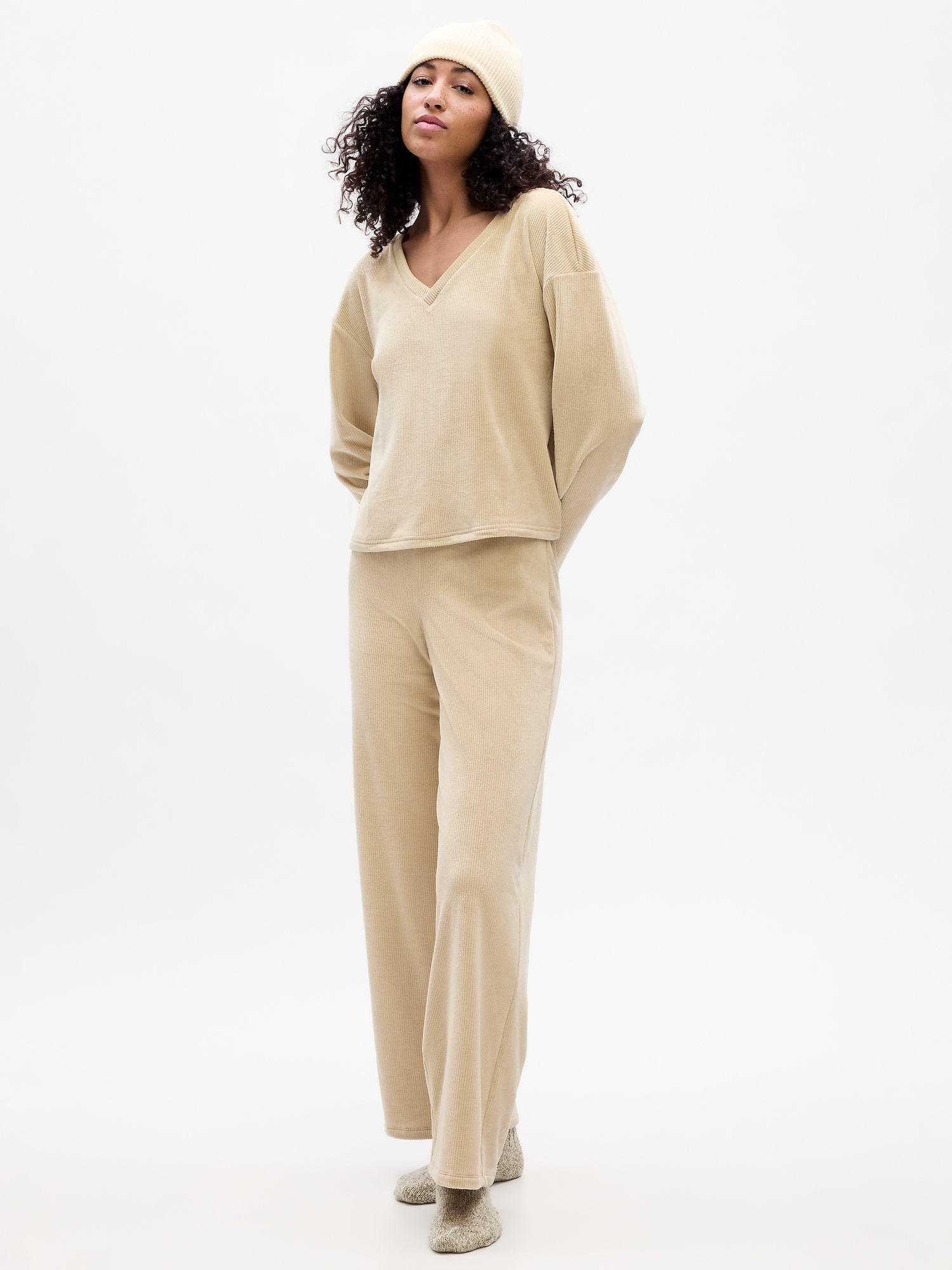 Relaxed Ribbed Velour PJ Pants