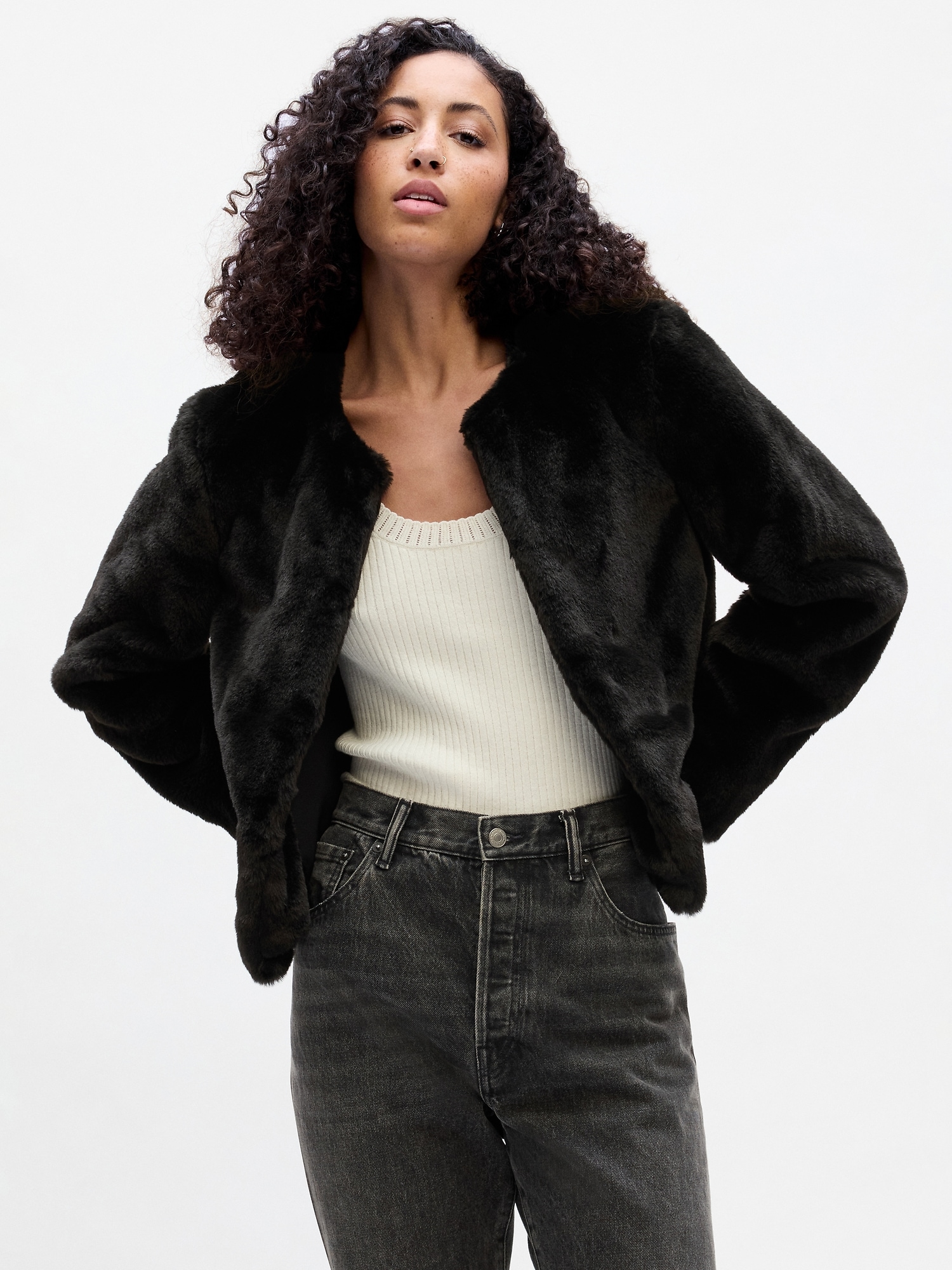 Relaxed Faux-Fur Jacket