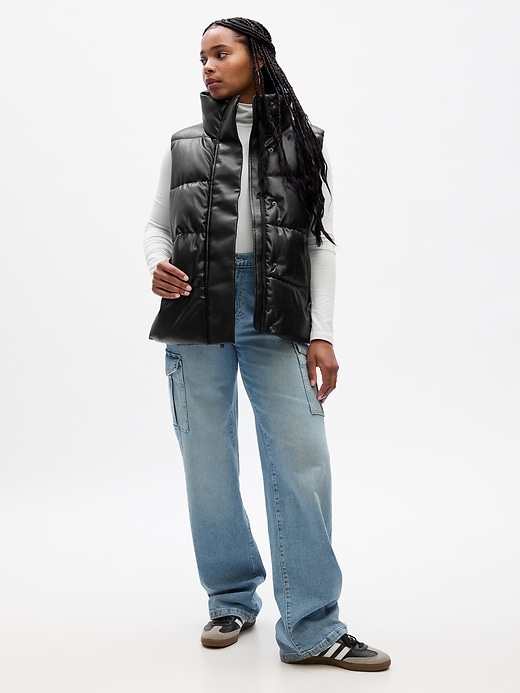 Image number 1 showing, Relaxed Vegan-Leather Puffer Vest