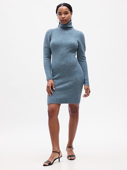 Image number 7 showing, Ribbed Puff Sleeve Sweater Mini Dress