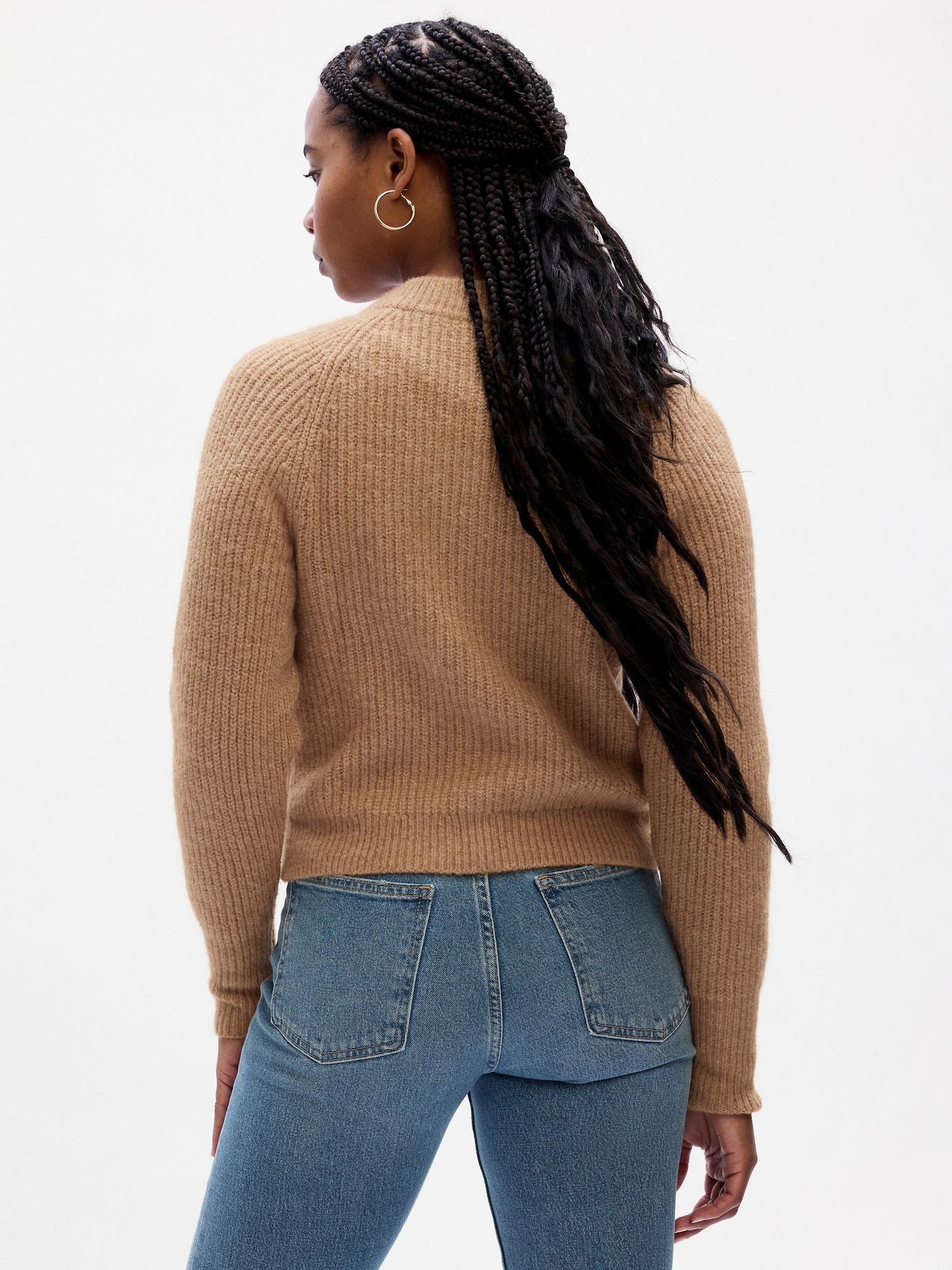 Ribbed Crewneck Cardigan Gap Factory