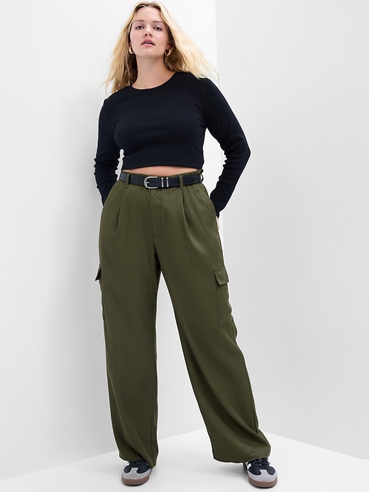 Image number 1 showing, TENCEL&#153 Pleated Cargo Trousers